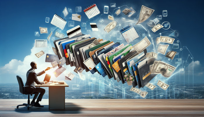 Beginning the Debt Consolidation Process with Bad Credit: A Comprehensive UK Guide | DCL Visual representation of a person organising credit cards and loan documents into a single folder, symbolising the essence of debt consolidation.