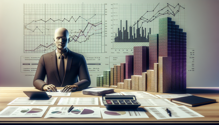 A person comparing short-term and long-term loan documents with a calculator and graphs on a desk.