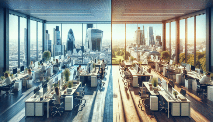 Comparison of office clearance costs between central London and a serene rural office.