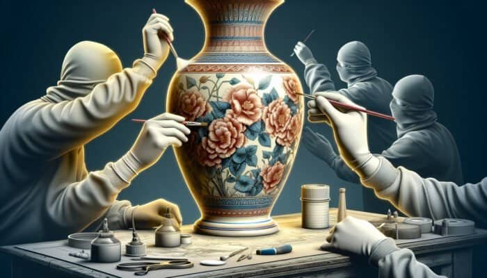 Revitalised porcelain vase in East Calder, showcasing enhanced intricate designs and restored lustre through professional refinishing.