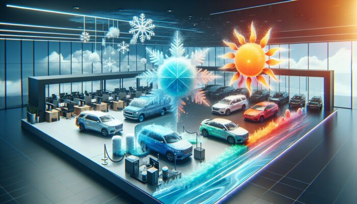 A vibrant calendar in a rental office showcasing seasonal car rental promotions with winter discounts and summer peak demand.