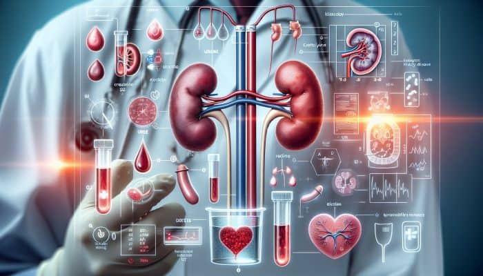 Kidney Blood Test in Rawtenstall: Illustration of kidney blood test analysing creatinine, urea, electrolytes, showing chronic kidney disease, acute injury, infections.