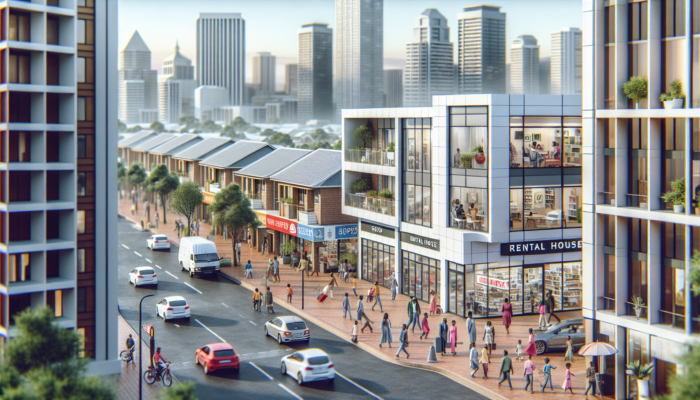 Modern rental home on a vibrant Louis Trichardt street near the CBD, with families strolling to schools and professionals boarding public transport.