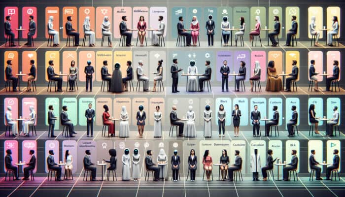 Virtual assistant in training, practising culturally sensitive responses with diverse groups.