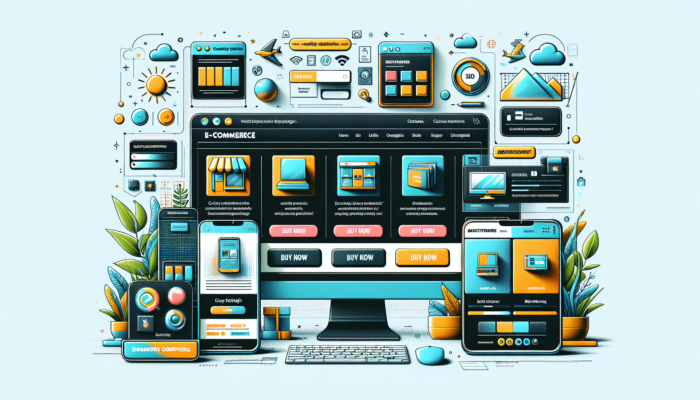 A modern e-commerce website for a UK small business, showcasing clean navigation, high-quality product images, bold "Buy Now" buttons, and coastal-themed branding on desktop.