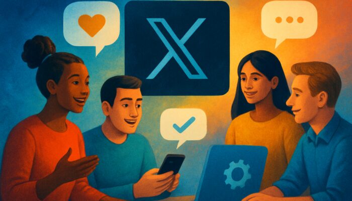 Brand engaging diverse customers on X via polls, speech bubbles, and real-time feedback
